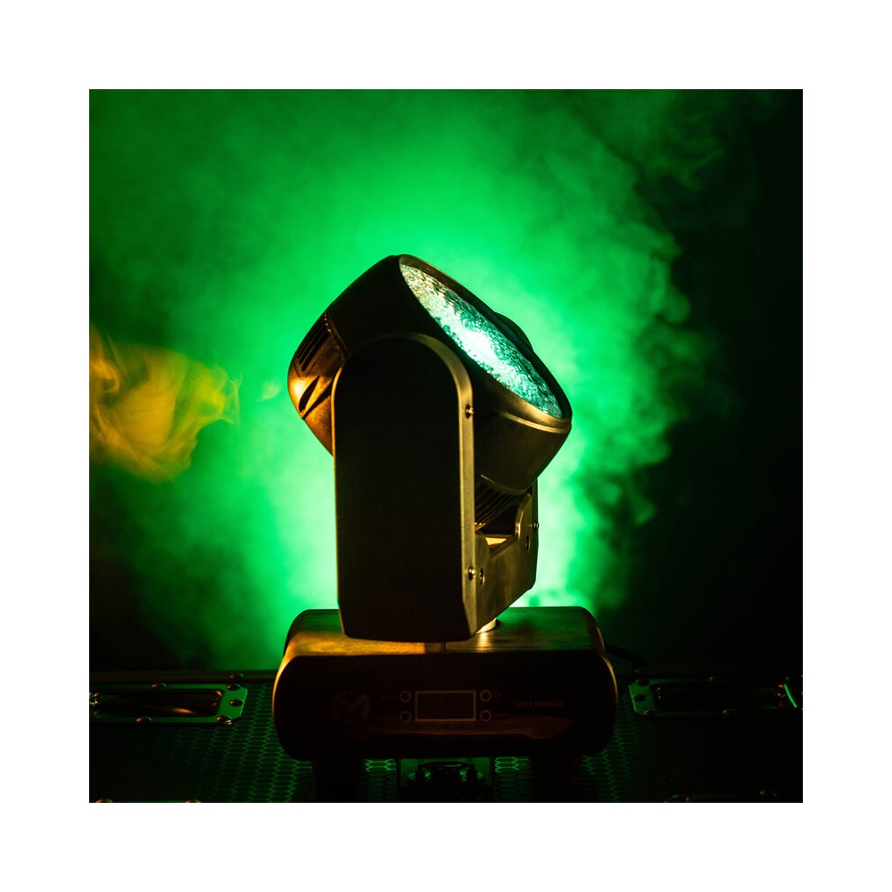 Foco wash con LED RGBW 4 en 1 de 120 W Mac Mah, 14 canales DMX, estrobo de 25 flashes/s, movimientos Pan/Tilt extendidos