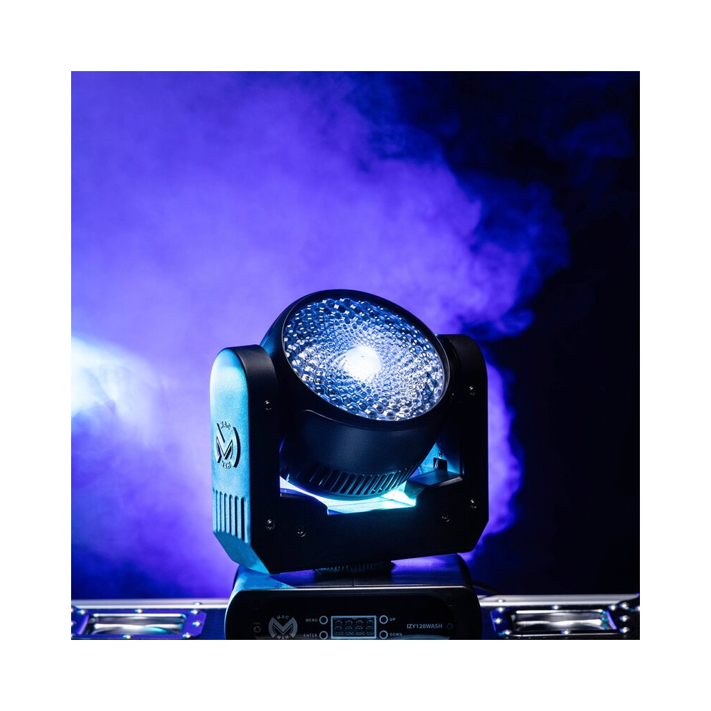 Foco wash con LED RGBW 4 en 1 de 120 W Mac Mah, 14 canales DMX, estrobo de 25 flashes/s, movimientos Pan/Tilt extendidos