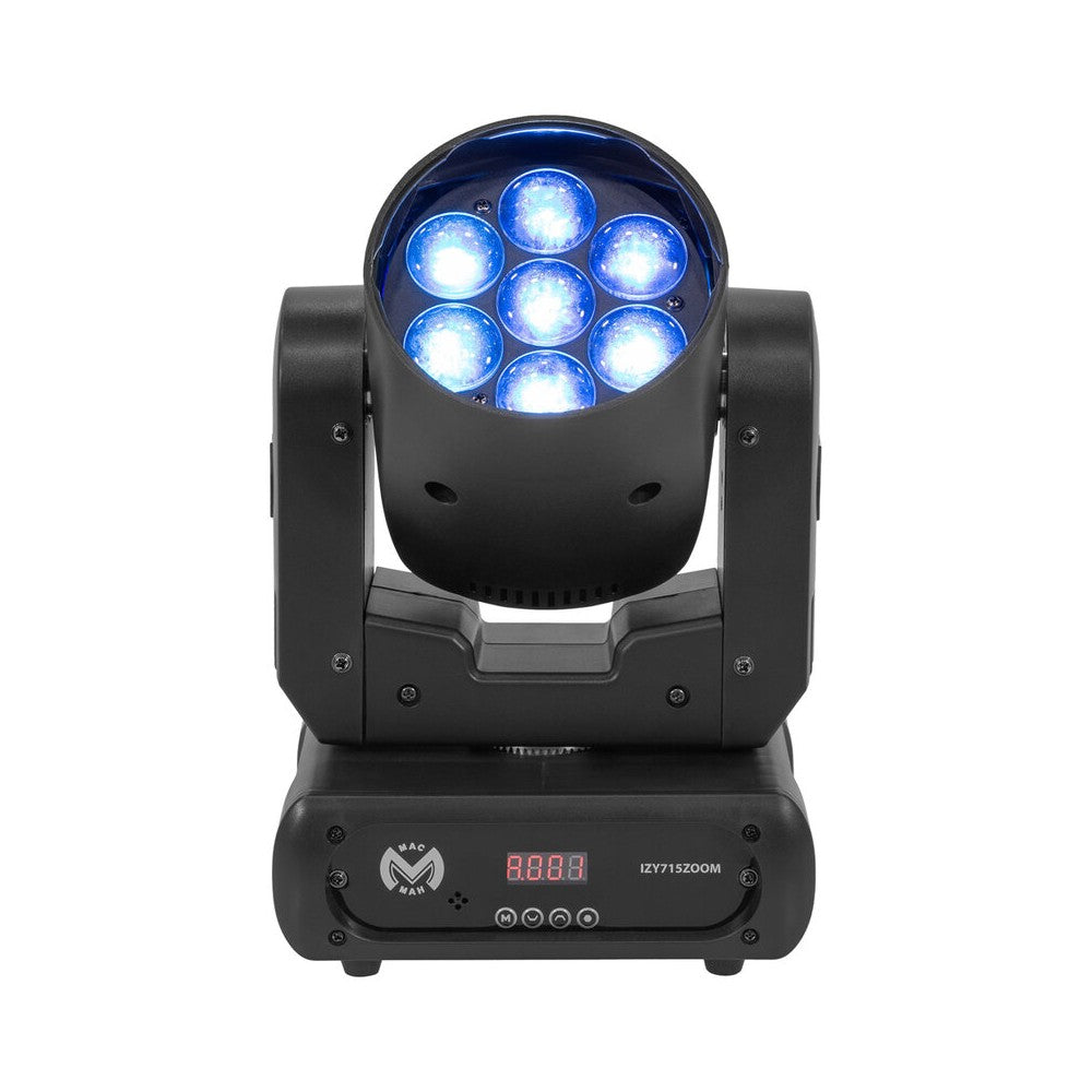 Mac Mah Moving head wash light, 7 x 15 W 4-in-1 RGBW LEDs, variable zoom (6° to 36°) and DMX, auto, sound and Master/Slave contr