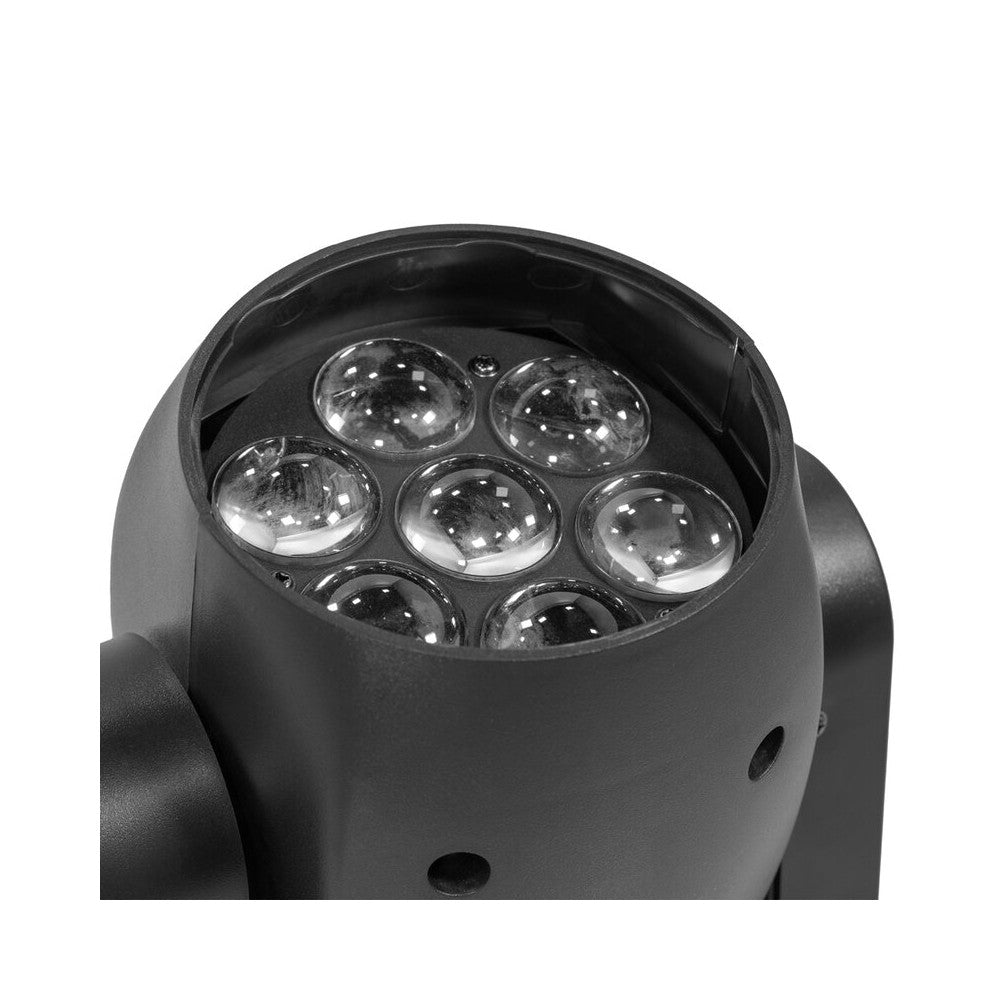 Mac Mah Moving head wash light, 7 x 15 W 4-in-1 RGBW LEDs, variable zoom (6° to 36°) and DMX, auto, sound and Master/Slave contr