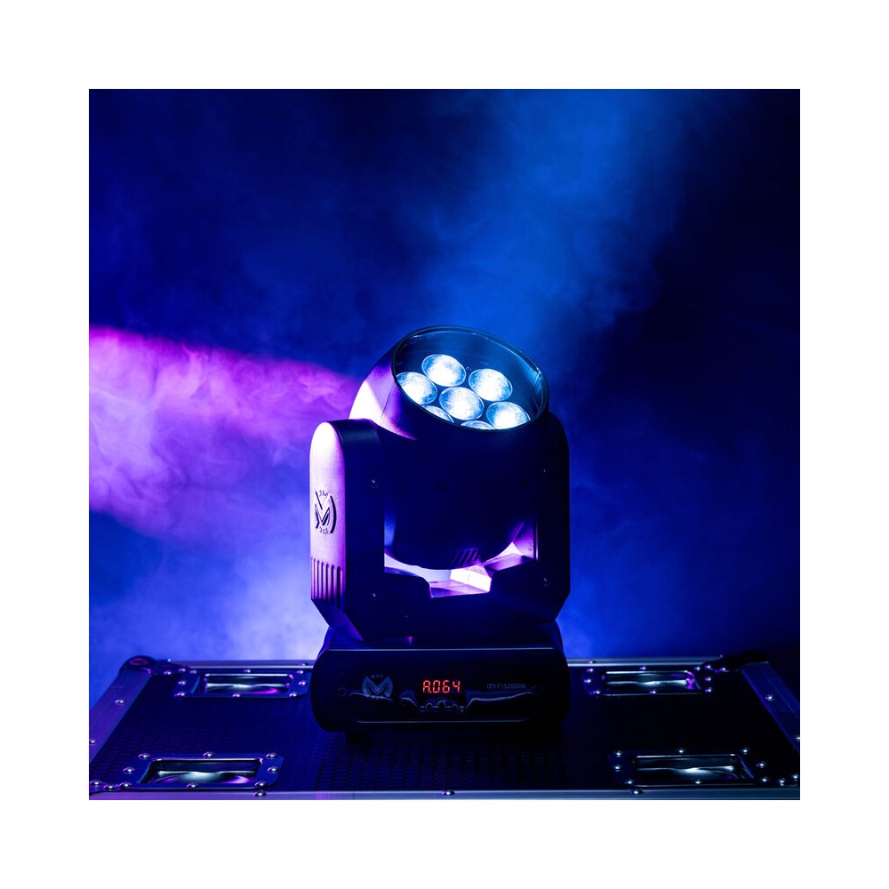 Mac Mah Moving head wash light, 7 x 15 W 4-in-1 RGBW LEDs, variable zoom (6° to 36°) and DMX, auto, sound and Master/Slave contr