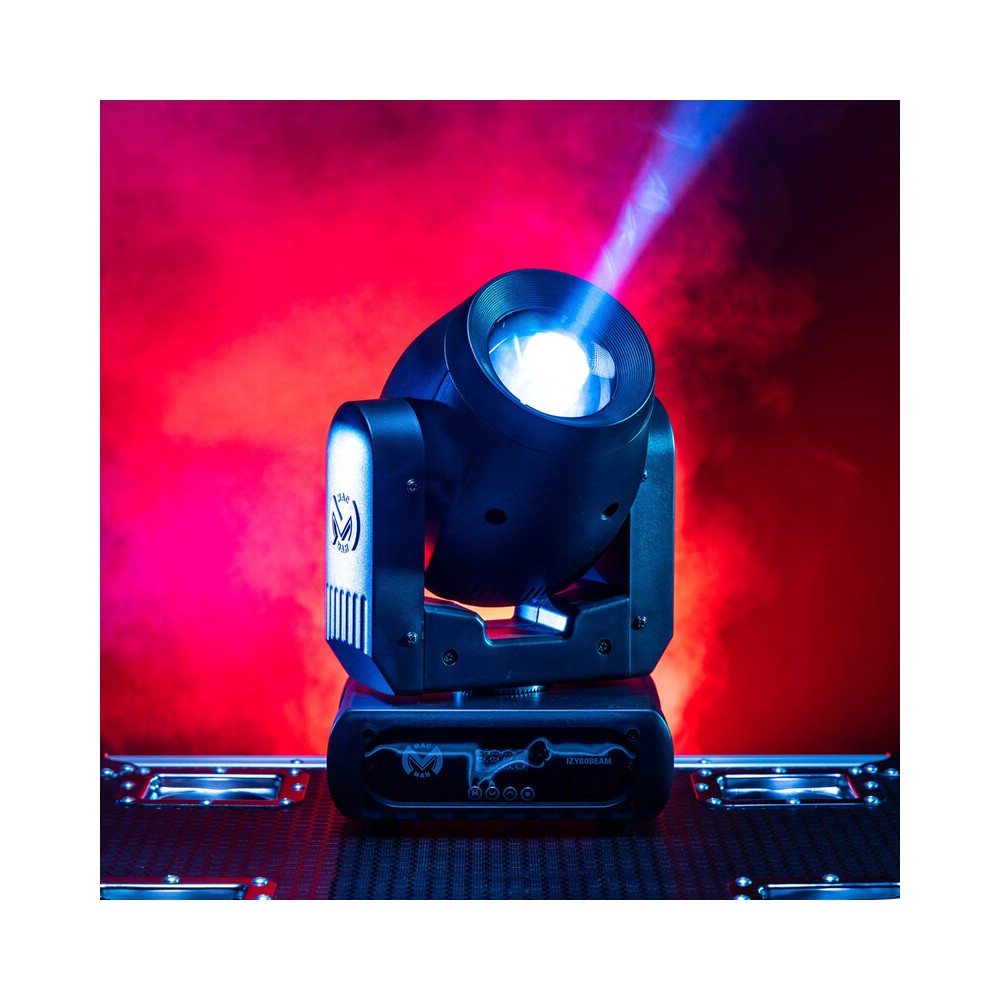 Mac Mah 80W Beam moving head, white LED, 3° beam angle, Gobos, colors, 6-facet prism, Strobe, DMX control