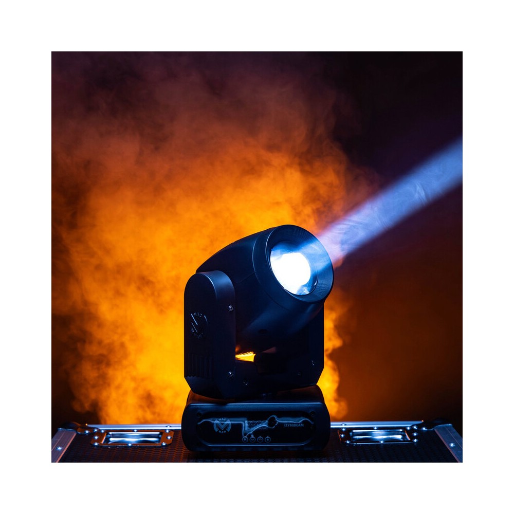 Mac Mah 80W Beam moving head, white LED, 3° beam angle, Gobos, colors, 6-facet prism, Strobe, DMX control