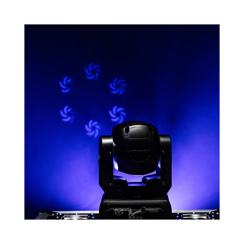 Mac Mah 80W Beam moving head, white LED, 3° beam angle, Gobos, colors, 6-facet prism, Strobe, DMX control