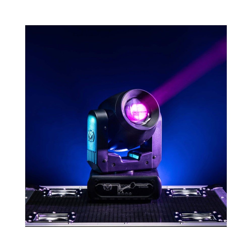 Mac Mah 80W Beam moving head, white LED, 3° beam angle, Gobos, colors, 6-facet prism, Strobe, DMX control