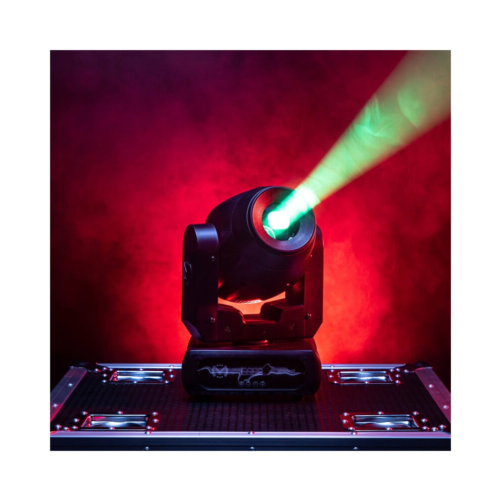 Foco LED Mac Mah 80 W con rueda de color, ángulo de haz de 10°, gobos giratorios y prisma de 3 facetas, enfoque motorizado, múltiples modos DMX
