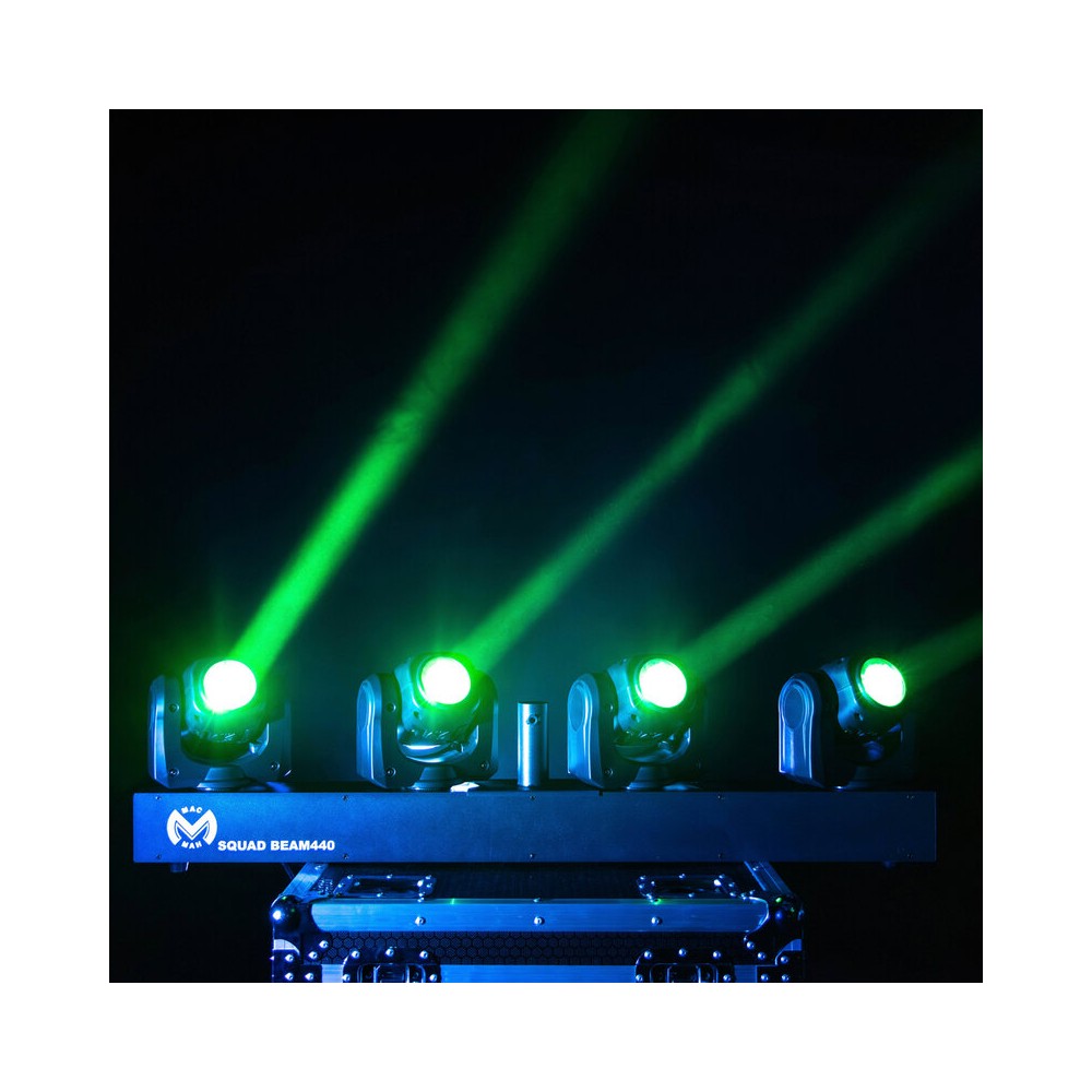Mac Mah Set de 4 focos Beam LED RGBW ultrarrápidos de 40 W, ángulo de haz de 2,5°, control DMX, auto, modo de sonido