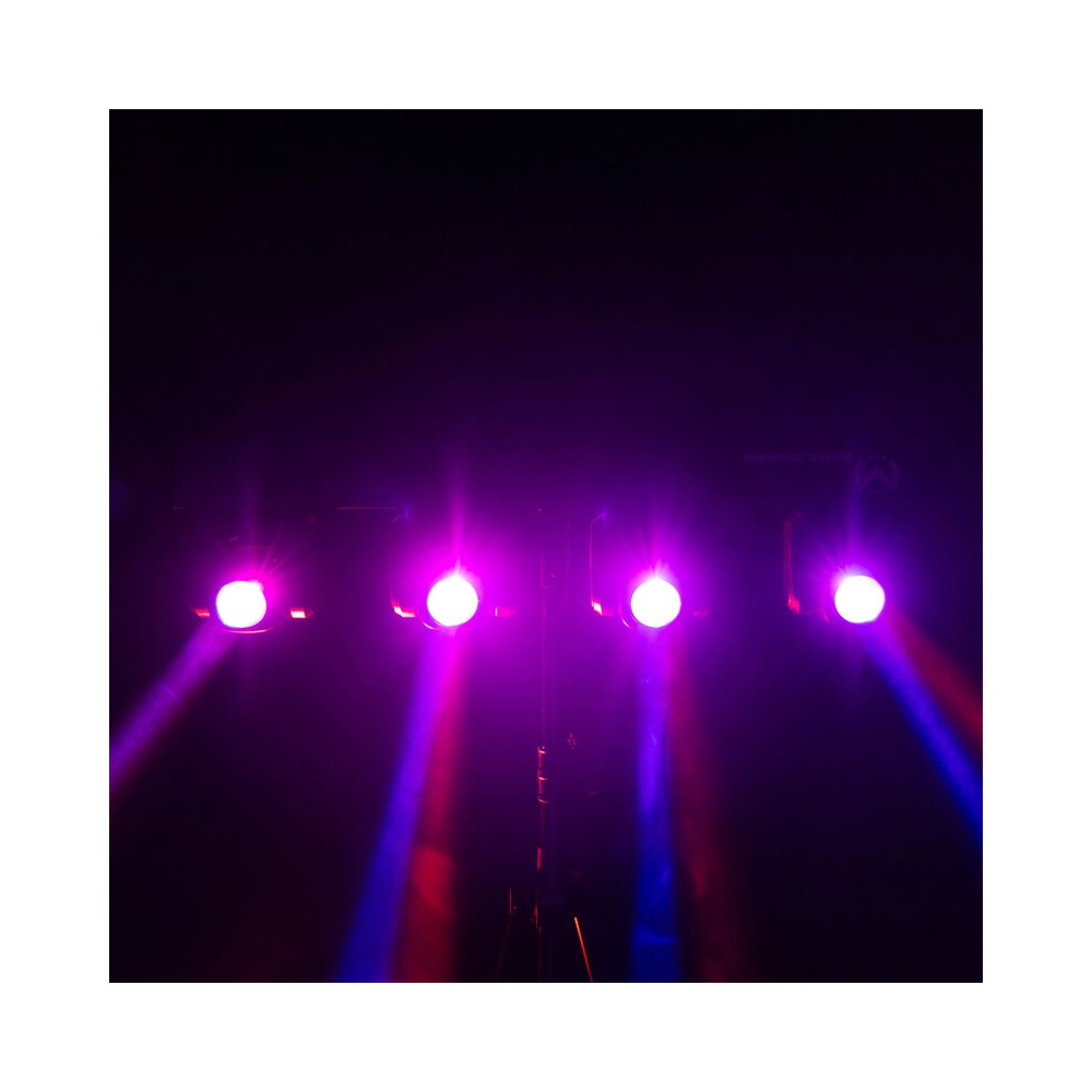 Mac Mah Set de 4 focos Beam LED RGBW ultrarrápidos de 40 W, ángulo de haz de 2,5°, control DMX, auto, modo de sonido