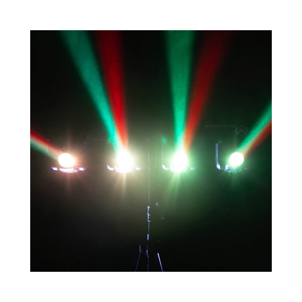 Mac Mah Set de 4 focos Beam LED RGBW ultrarrápidos de 40 W, ángulo de haz de 2,5°, control DMX, auto, modo de sonido