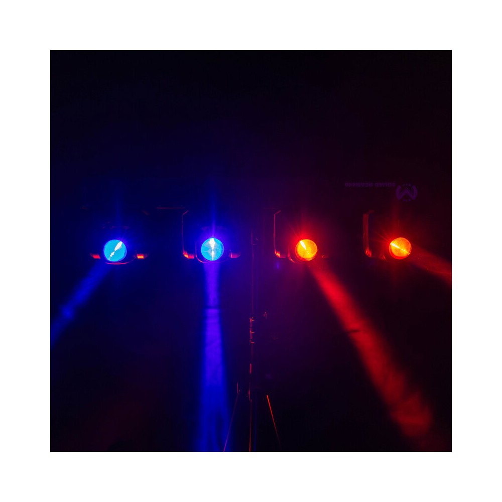 Mac Mah Set de 4 focos Beam LED RGBW ultrarrápidos de 40 W, ángulo de haz de 2,5°, control DMX, auto, modo de sonido