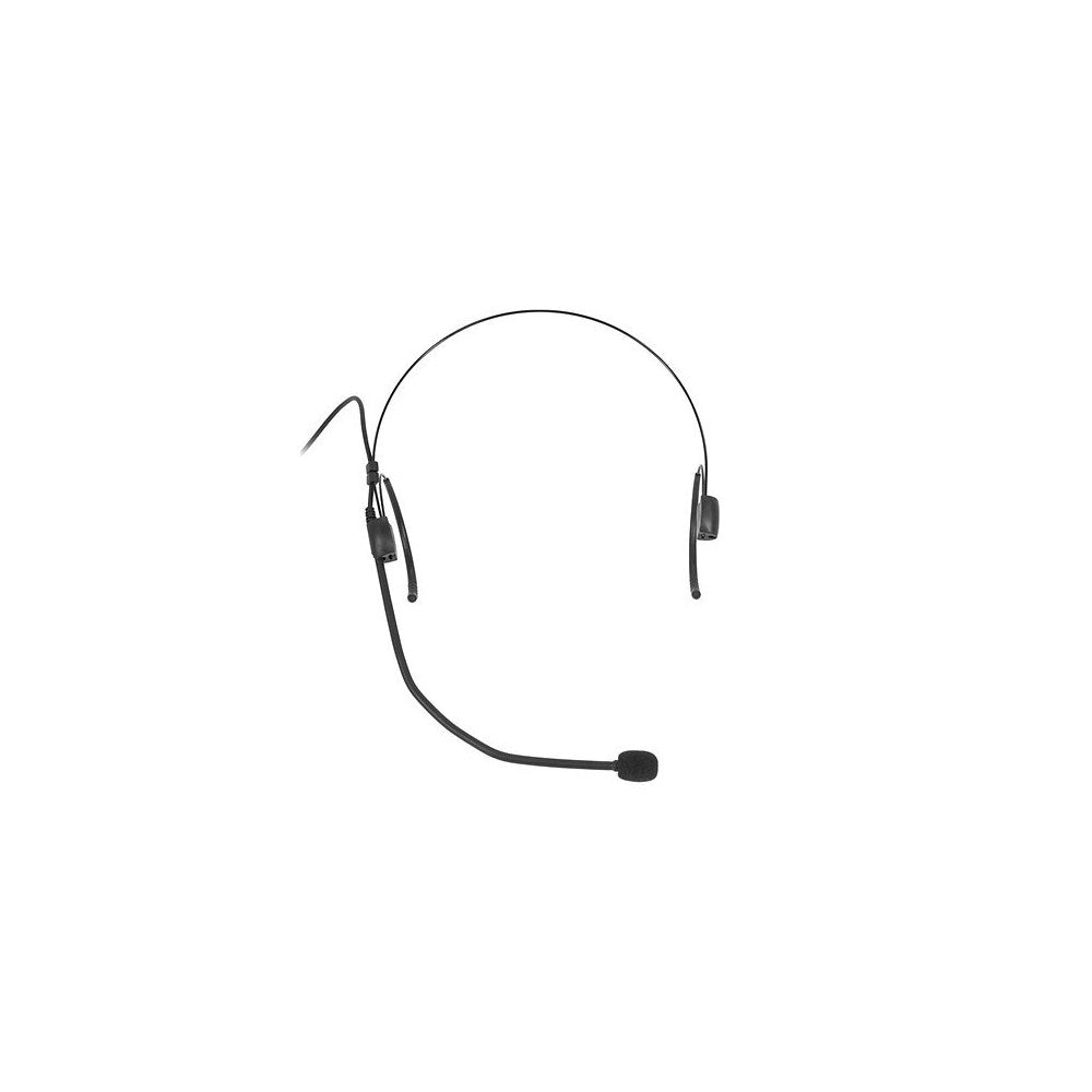 Mac Mah UHF bodypack transmitter (640 – 690 MHz) with cardioid headset mic, 30 mW power, 30 Hz – 20 kHz freq. response, 50 – 80