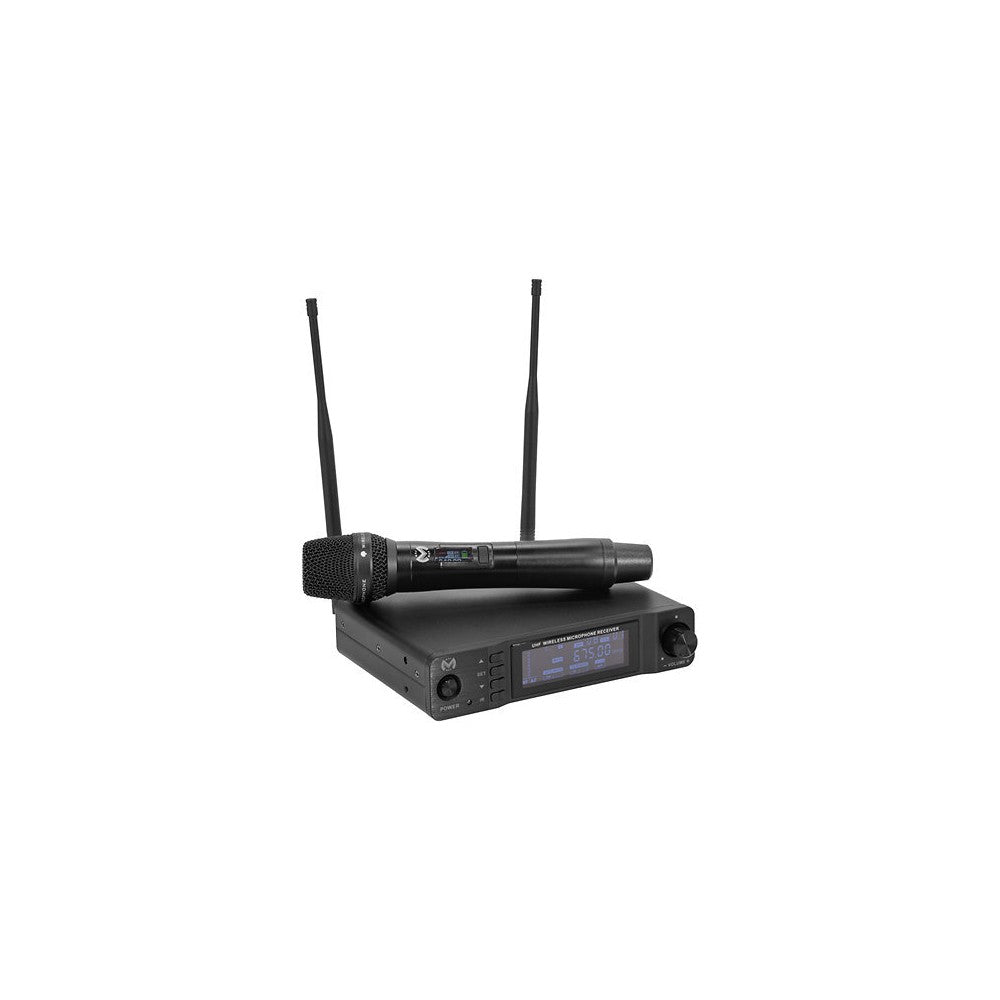 Mac Mah Professional wireless microphone system, dynamic cardioid interchangeable capsule, True Diversity receiver, infrared pai