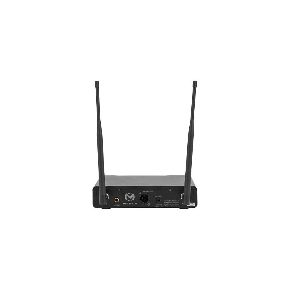 Mac Mah Professional wireless microphone system, dynamic cardioid interchangeable capsule, True Diversity receiver, infrared pai