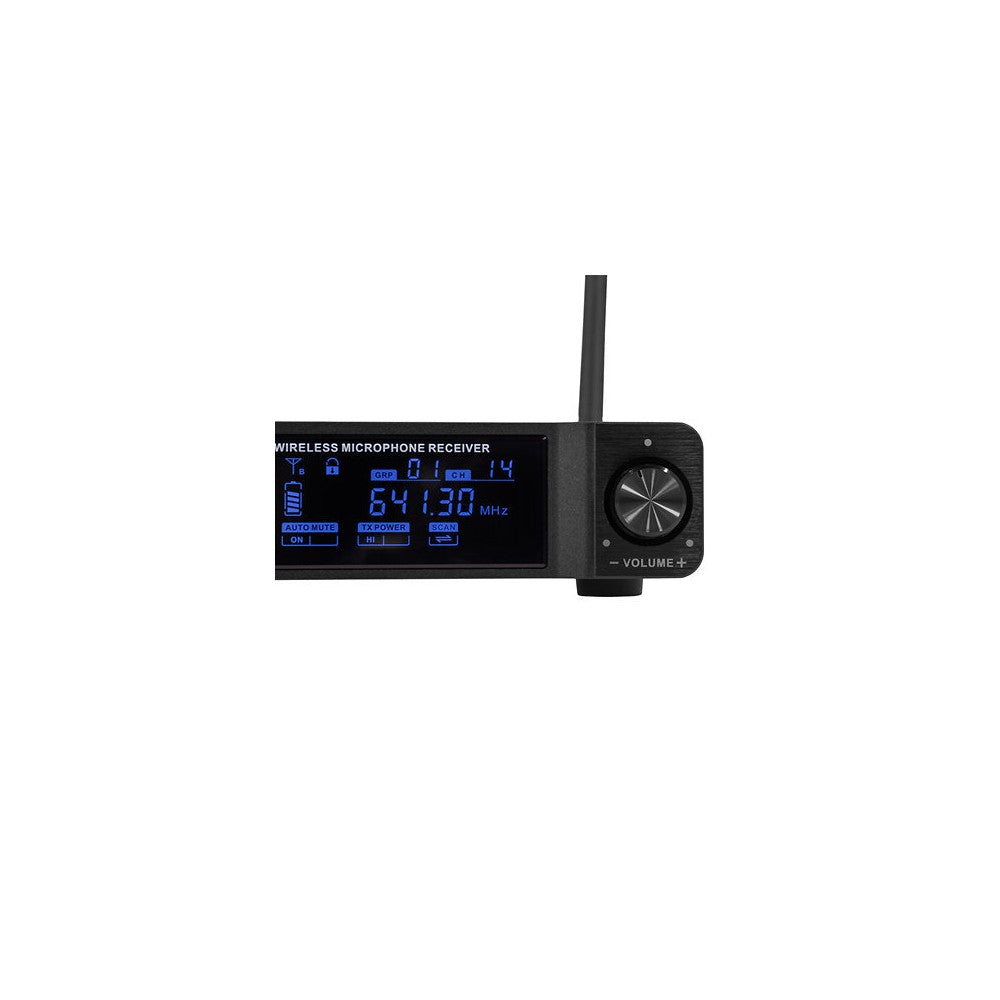 Mac Mah Professional wireless microphone system, dynamic cardioid interchangeable capsule, True Diversity receiver, infrared pai