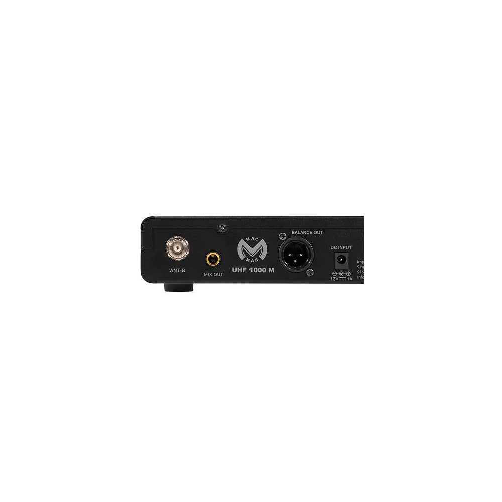Mac Mah Professional wireless microphone system, dynamic cardioid interchangeable capsule, True Diversity receiver, infrared pai