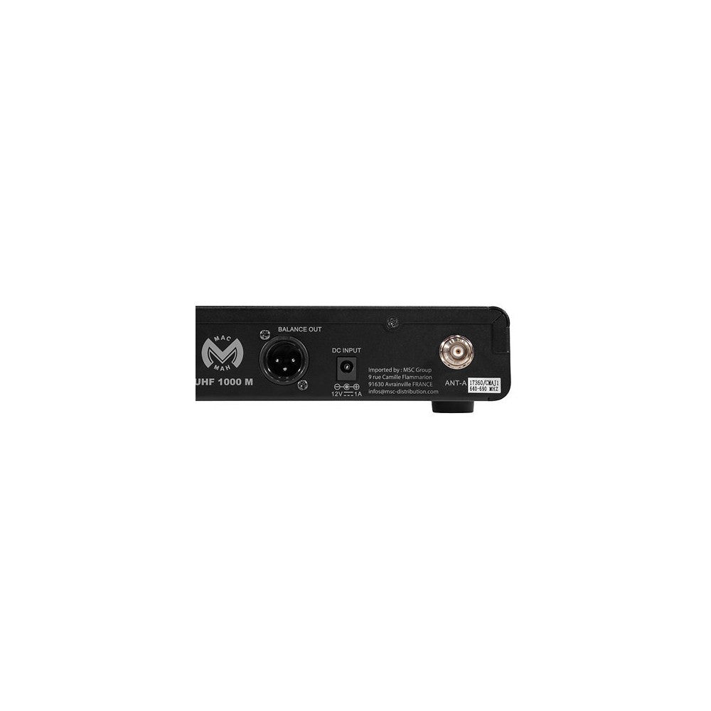 Mac Mah Professional wireless microphone system, dynamic cardioid interchangeable capsule, True Diversity receiver, infrared pai