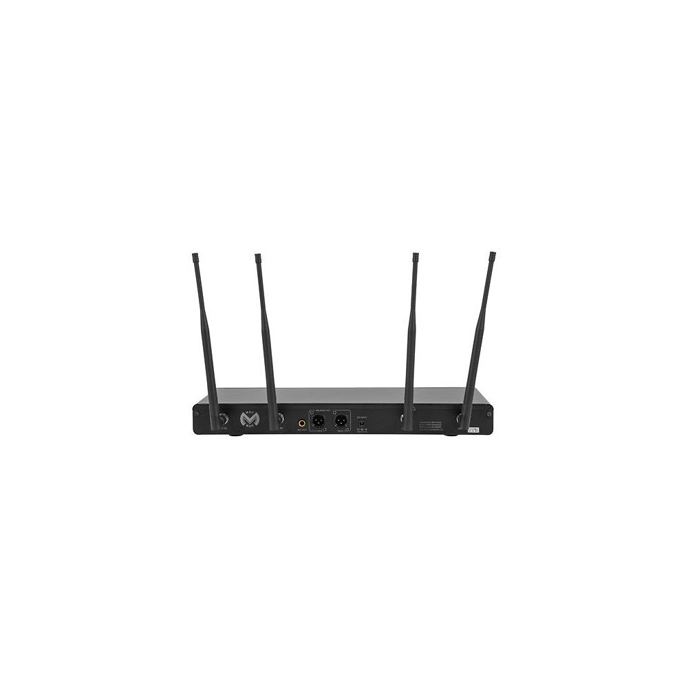 Mac Mah Dual-channel UHF wireless system with True Diversity, 50 MHz bandwidth, infrared pairing, includes two cardioid handheld