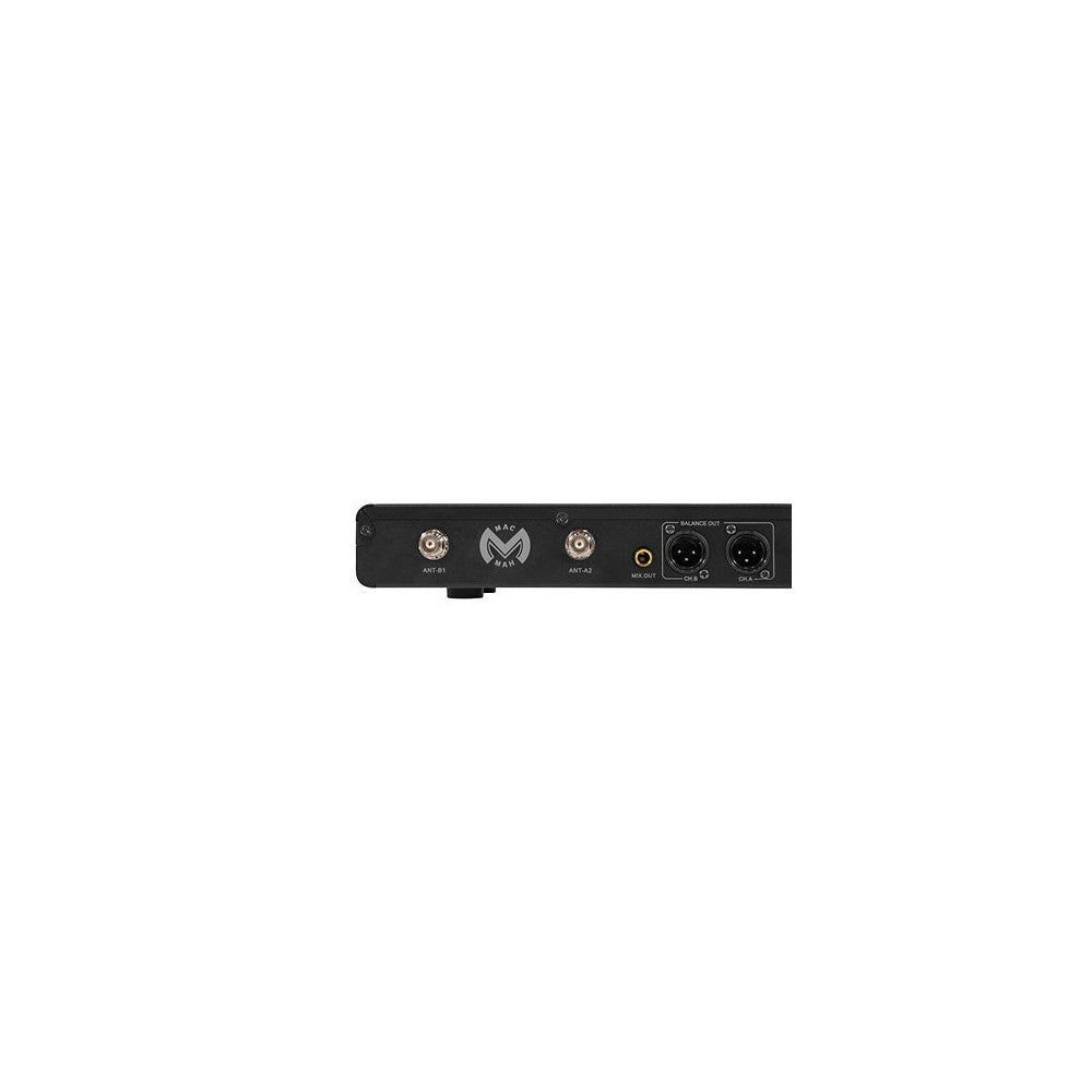 Mac Mah Dual-channel UHF wireless system with True Diversity, 50 MHz bandwidth, infrared pairing, includes two cardioid handheld
