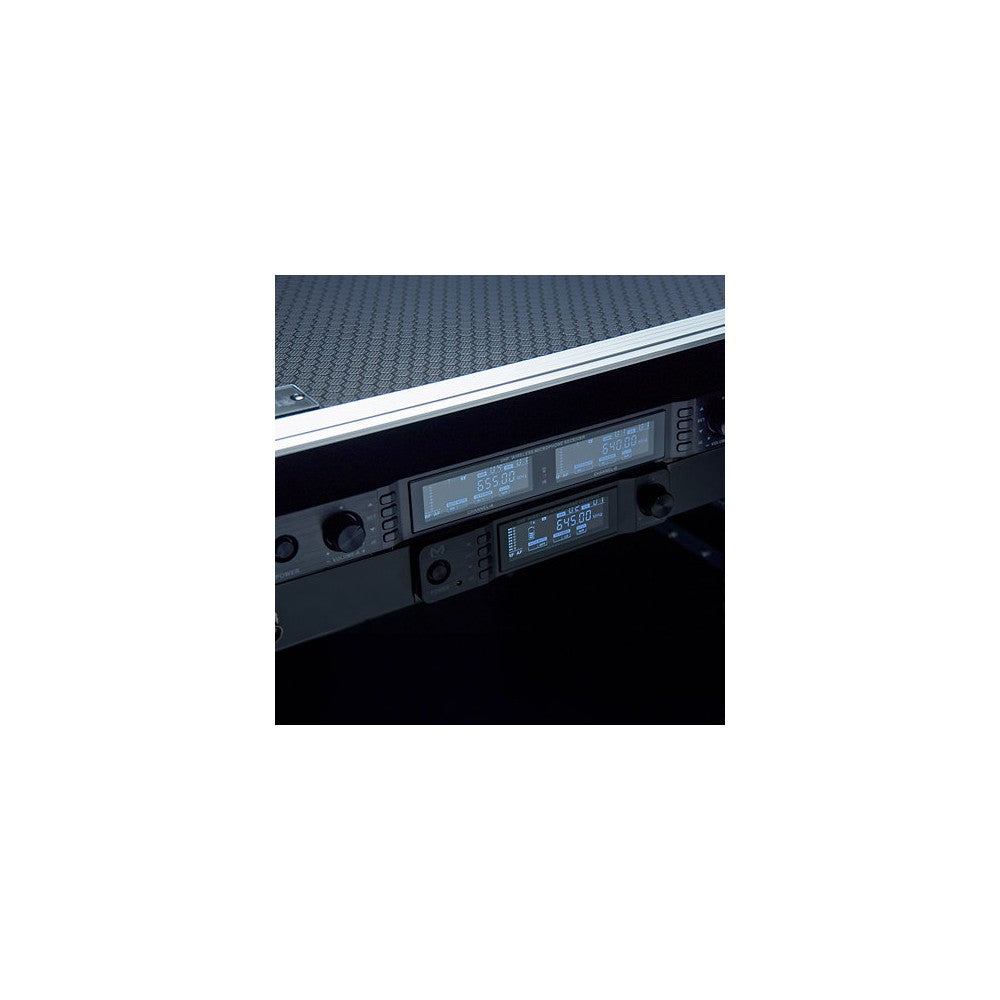 Mac Mah Dual-channel UHF wireless system with True Diversity, 50 MHz bandwidth, infrared pairing, includes two cardioid handheld