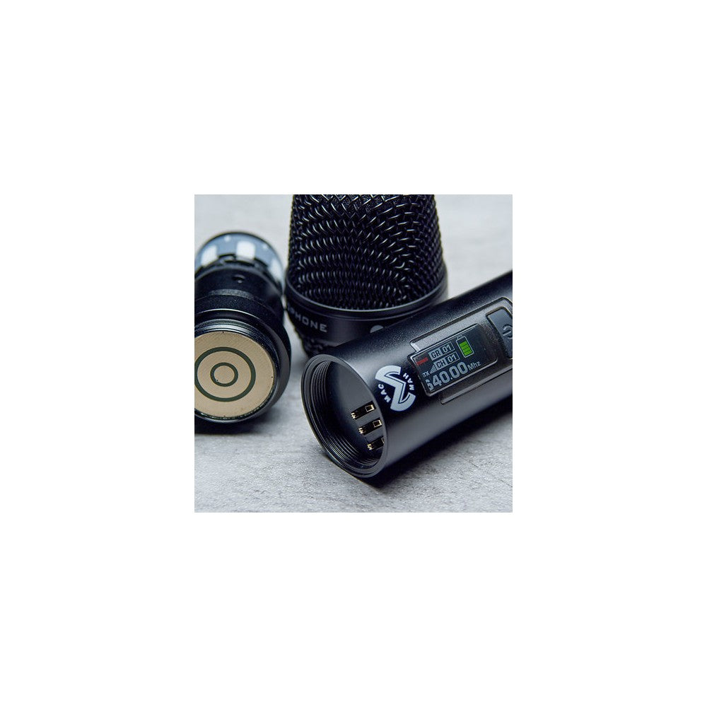 Mac Mah Dual-channel UHF wireless system with True Diversity, 50 MHz bandwidth, infrared pairing, includes two cardioid handheld