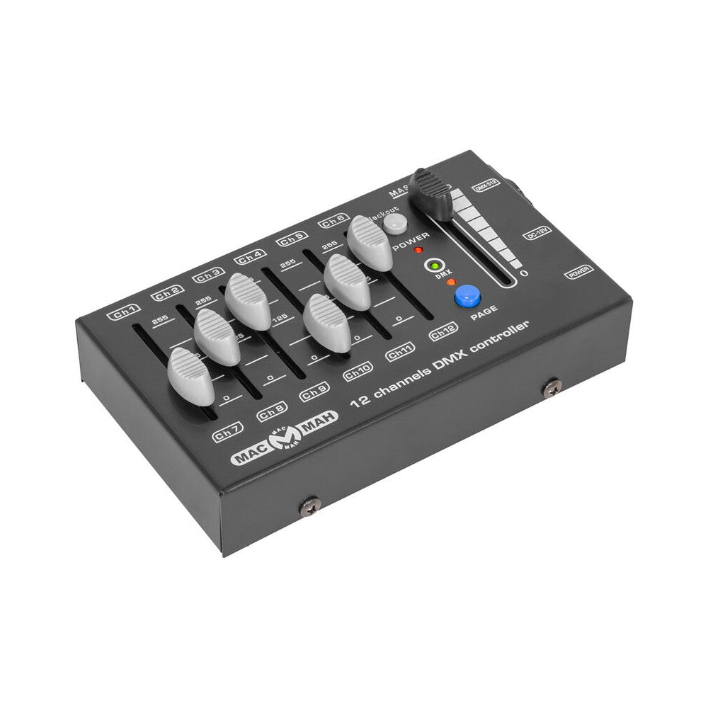 Mac Mah 12 channels DMX console for LED PARs, single faders, Blackout function and XLR output