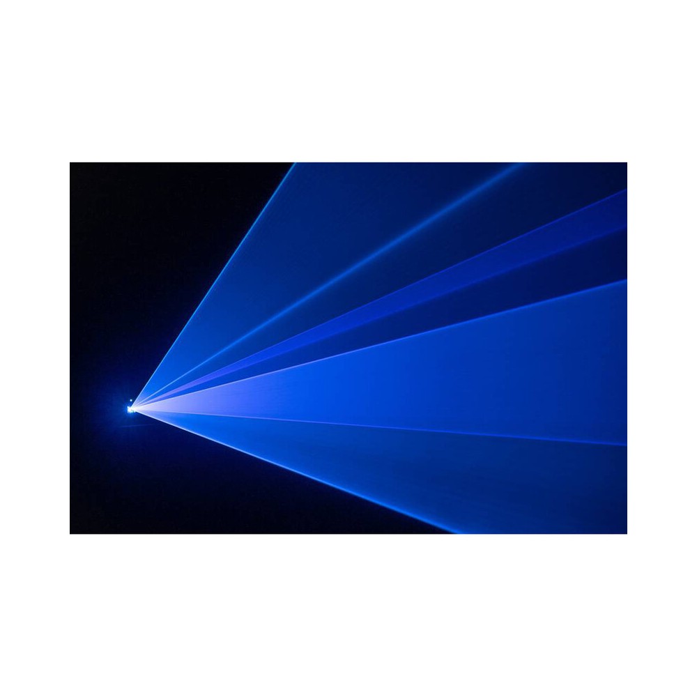Láser de diodo RGB compacto Laserworld 1000 mW, especificaciones del haz de aprox. 3 mm / 1 mrad, escáneres de 25 kpps a 8°, ILDA / DMX / App co