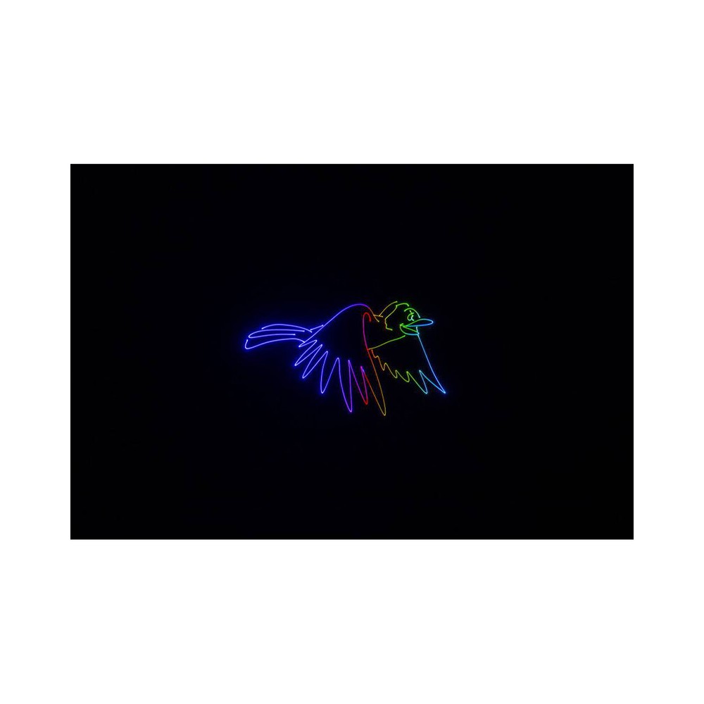 Láser de diodo RGB compacto Laserworld 1000 mW, especificaciones del haz de aprox. 3 mm / 1 mrad, escáneres de 25 kpps a 8°, ILDA / DMX / App co