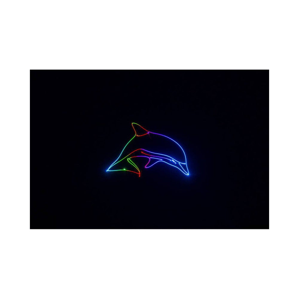 Láser de diodo RGB compacto Laserworld 1000 mW, especificaciones del haz de aprox. 3 mm / 1 mrad, escáneres de 25 kpps a 8°, ILDA / DMX / App co