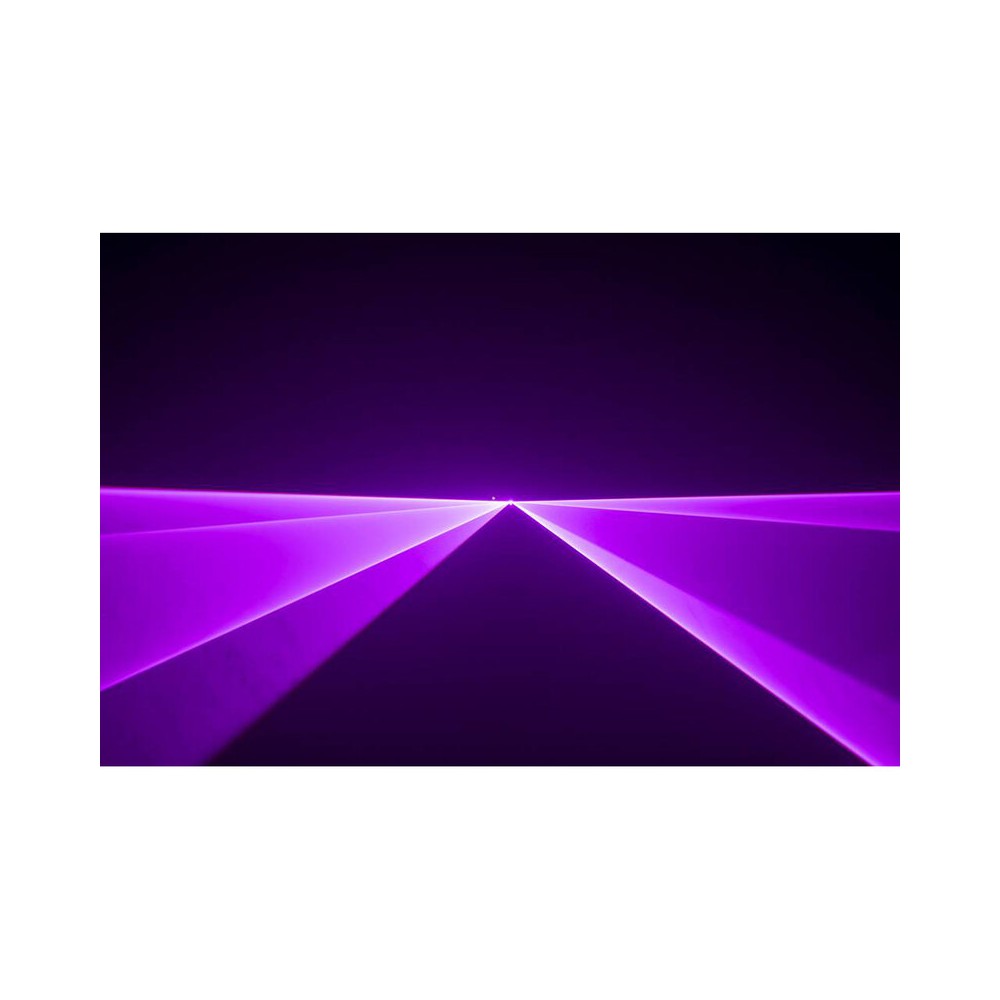 Láser de diodo RGB compacto Laserworld de 1500 mW, batería integrada de 3500 mAh, especificaciones del haz de aprox. 5,5 mm / 1,1 mrad, 25 kpps a 8°