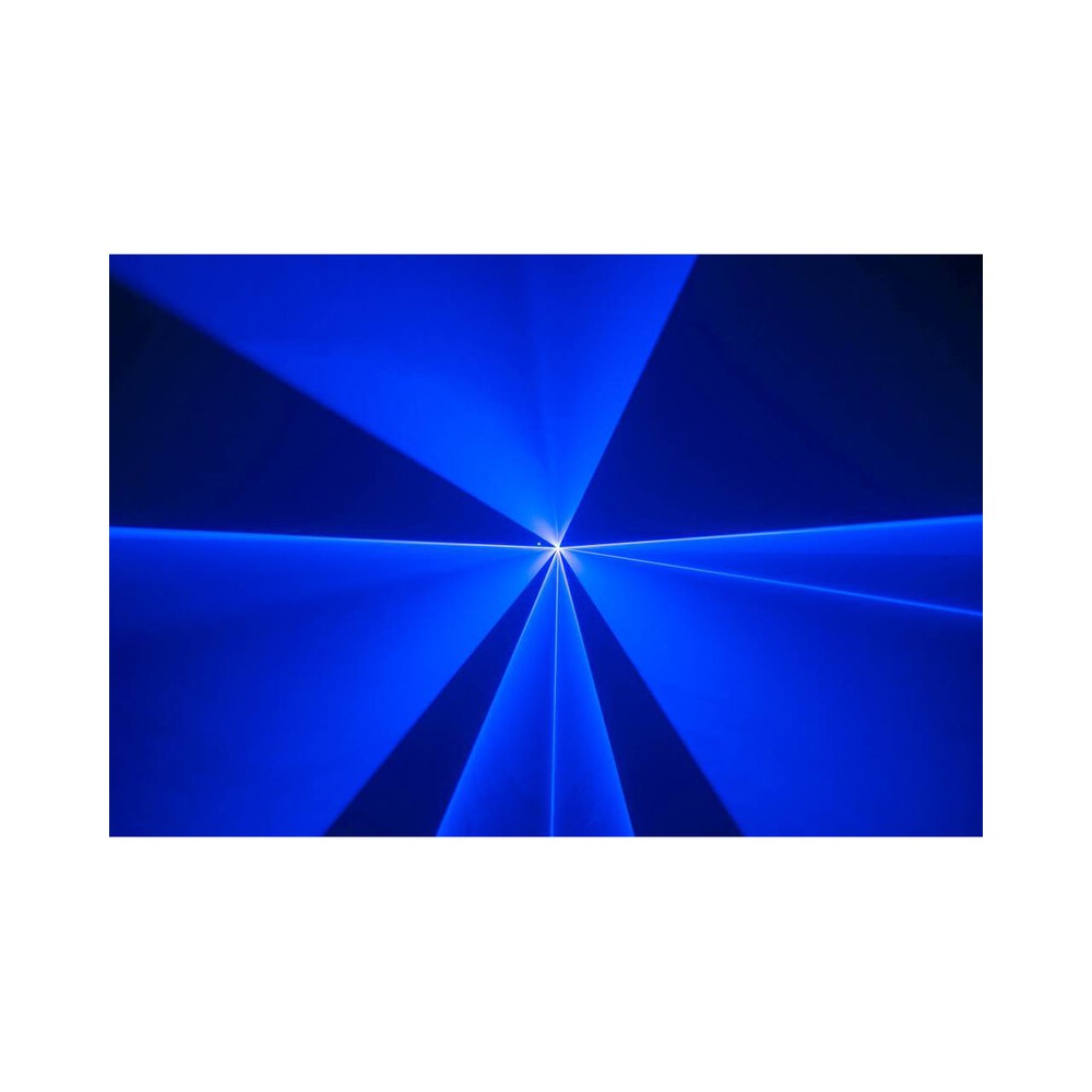 Láser de diodo RGB compacto Laserworld de 1500 mW, batería integrada de 3500 mAh, especificaciones del haz de aprox. 5,5 mm / 1,1 mrad, 25 kpps a 8°