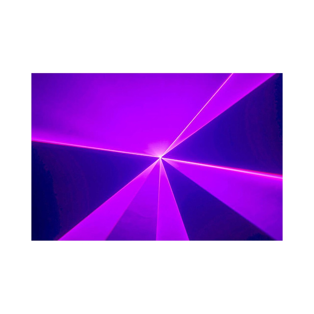 Láser de diodo RGB compacto Laserworld de 1500 mW, batería integrada de 3500 mAh, especificaciones del haz de aprox. 5,5 mm / 1,1 mrad, 25 kpps a 8°