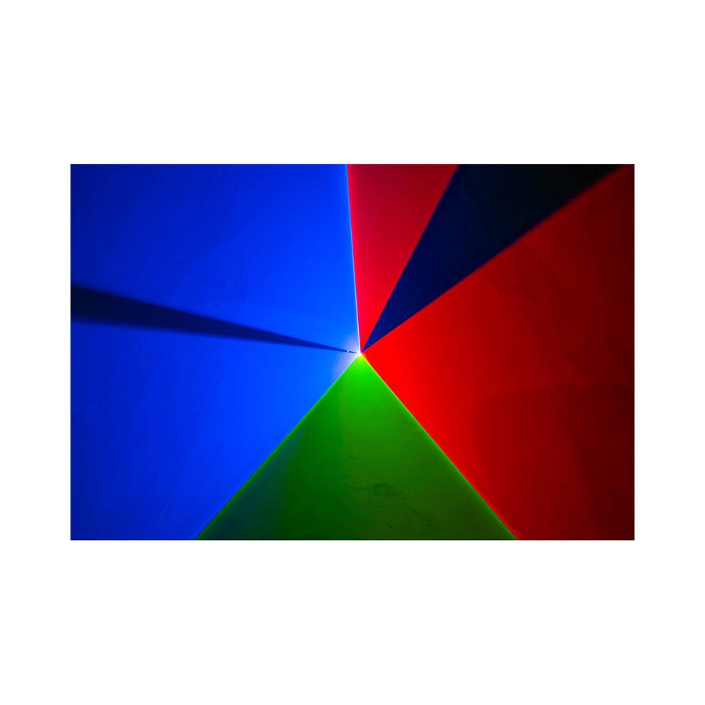 Láser de diodo RGB compacto Laserworld de 1500 mW, batería integrada de 3500 mAh, especificaciones del haz de aprox. 5,5 mm / 1,1 mrad, 25 kpps a 8°