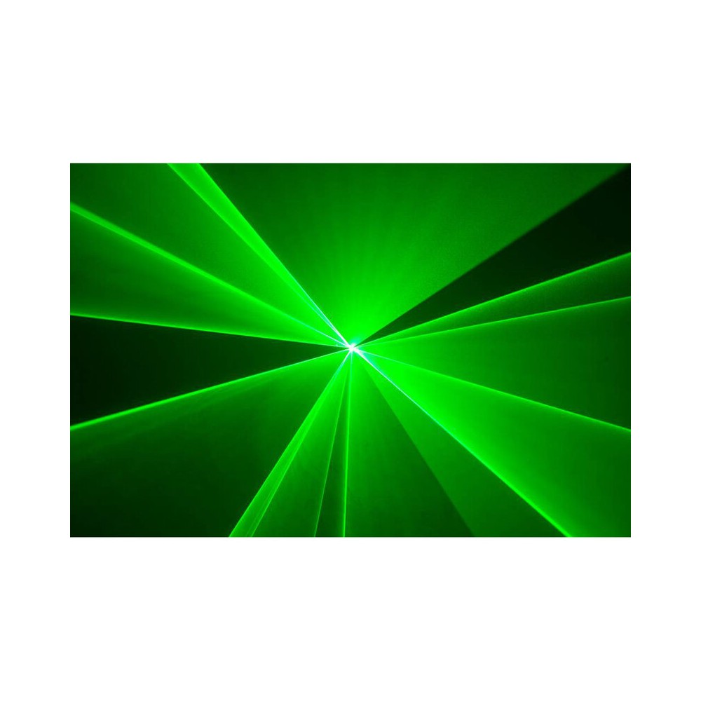 Laserworld 3000 mW compact  RGB diode laser, built-in 3500 mAh battery, beam specs of approx. 5.5  mm / 1.1  mrad, 30 kpps @  8°