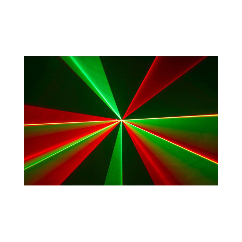 Laserworld 3000 mW compact  RGB diode laser, built-in 3500 mAh battery, beam specs of approx. 5.5  mm / 1.1  mrad, 30 kpps @  8°