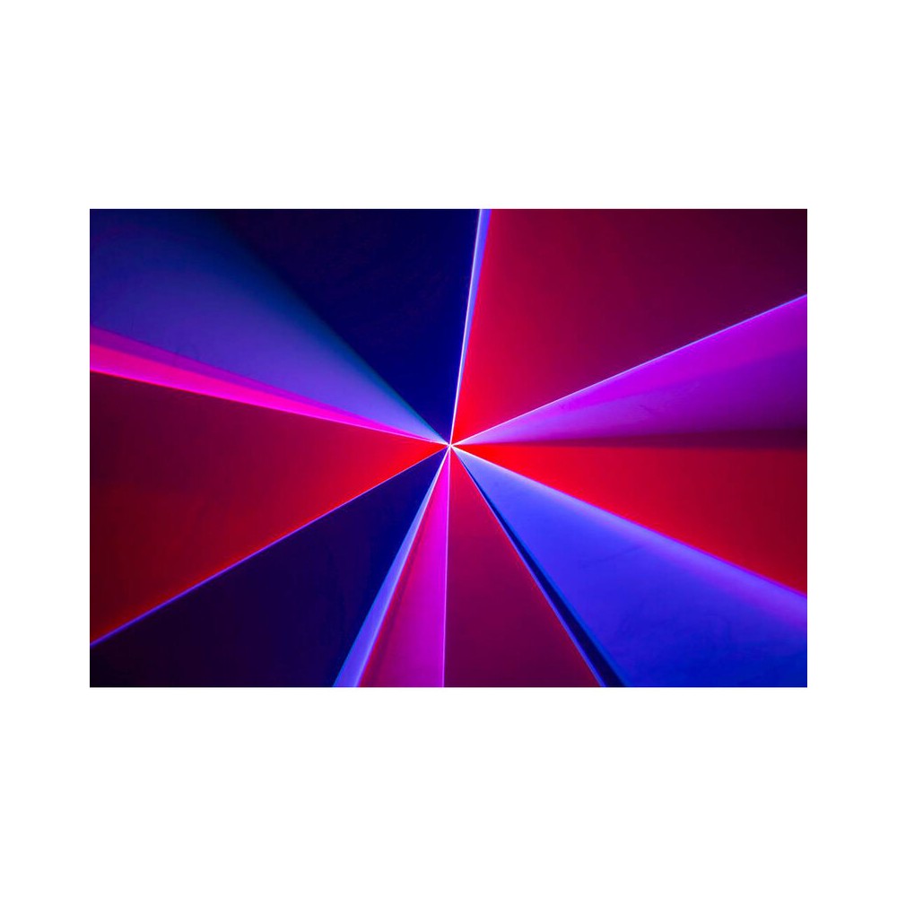 Laserworld 3000 mW compact  RGB diode laser, built-in 3500 mAh battery, beam specs of approx. 5.5  mm / 1.1  mrad, 30 kpps @  8°