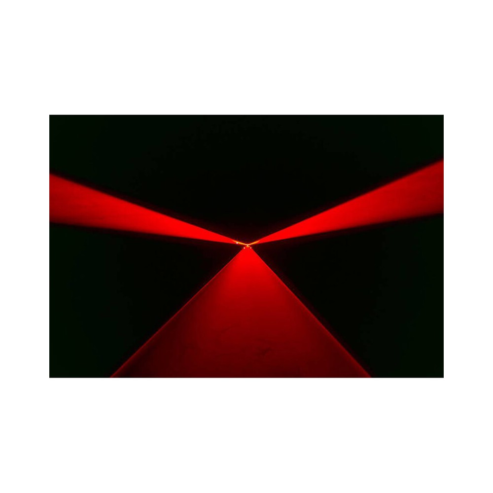 Laserworld 3000 mW compact  RGB diode laser, built-in 3500 mAh battery, beam specs of approx. 5.5  mm / 1.1  mrad, 30 kpps @  8°
