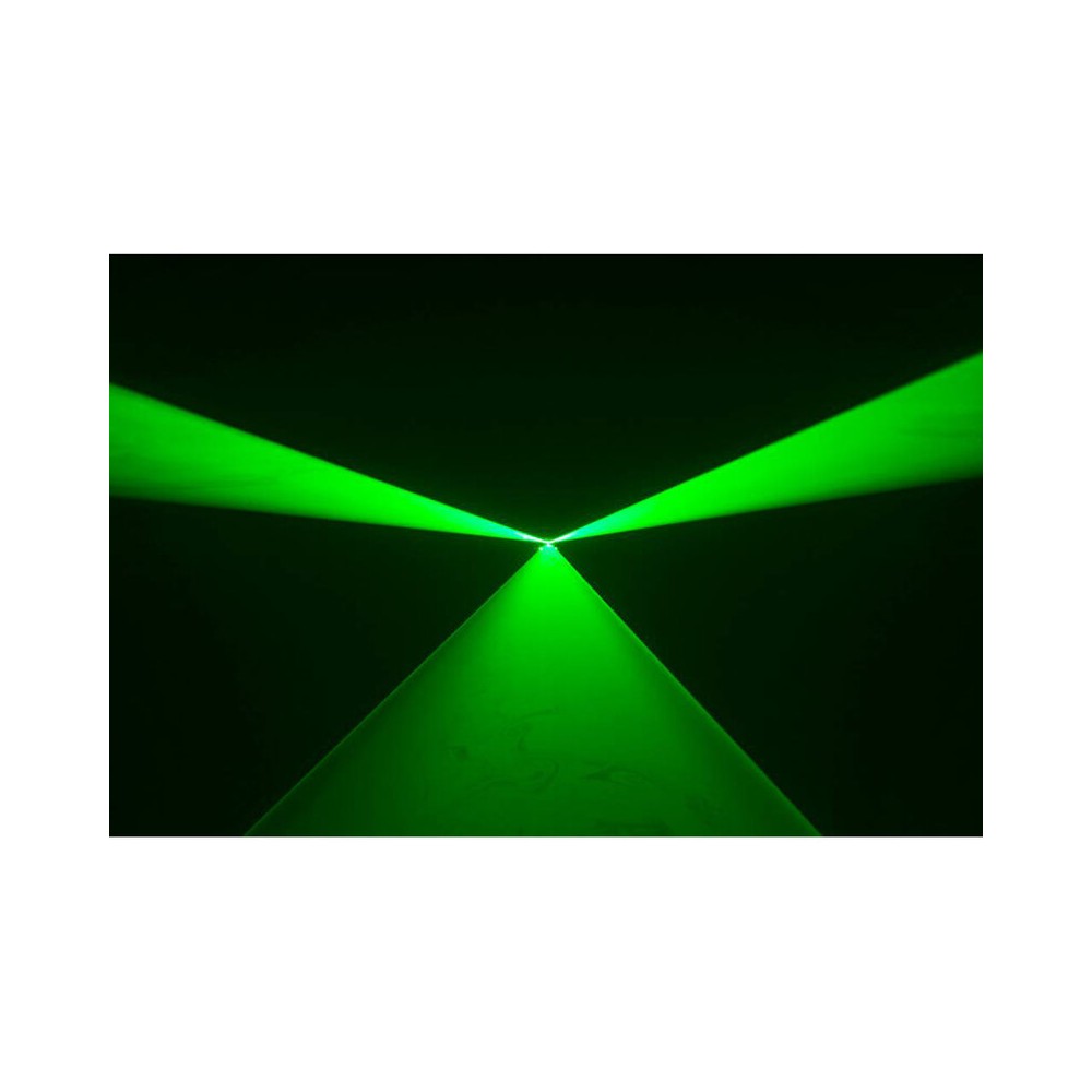 Laserworld 3000 mW compact  RGB diode laser, built-in 3500 mAh battery, beam specs of approx. 5.5  mm / 1.1  mrad, 30 kpps @  8°