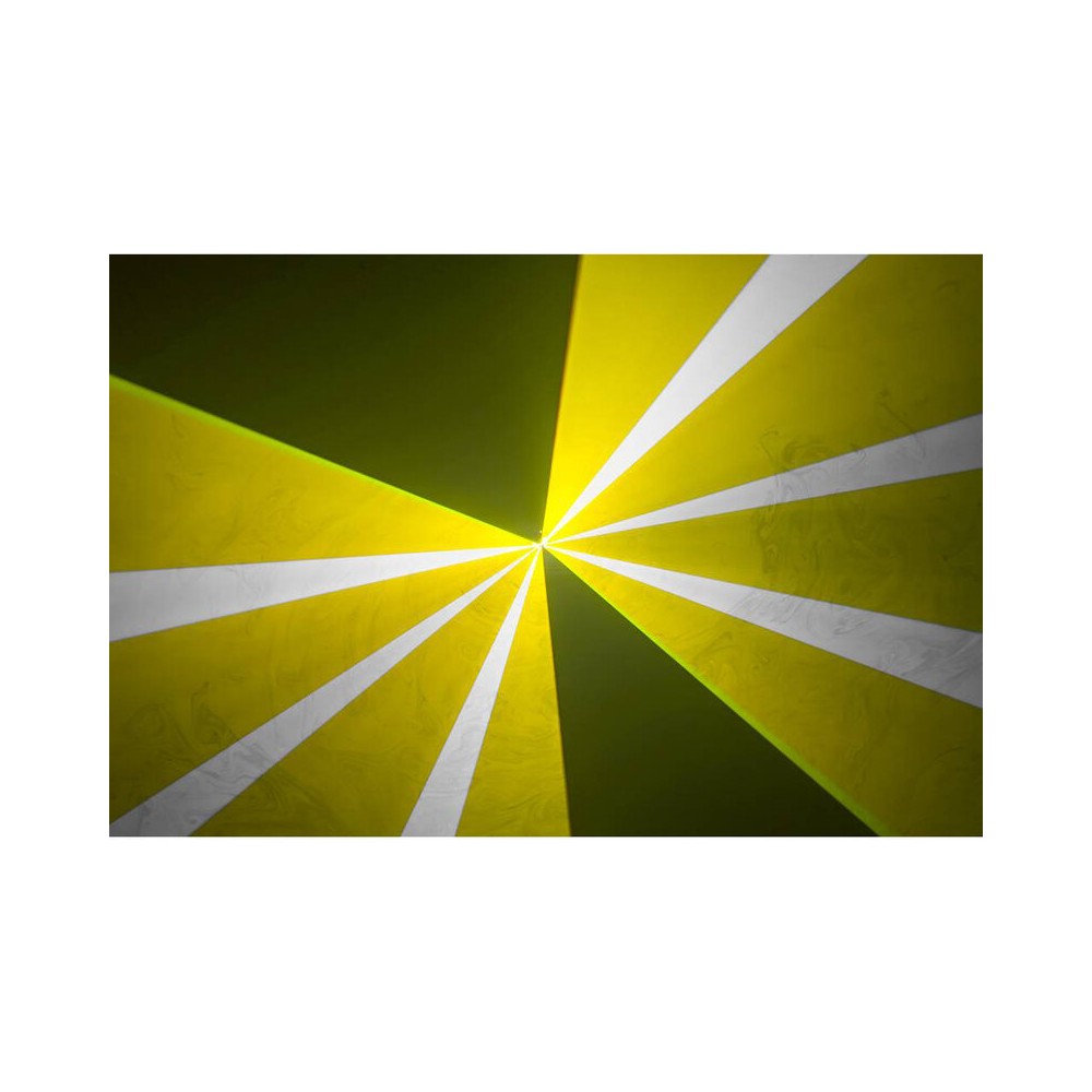 Láser de diodo RGB compacto Laserworld de 7000 mW, batería integrada de 6400 mAh, especificaciones del haz de aprox. 5,5 mm / 1,1 mrad, 30 kpps a 8°