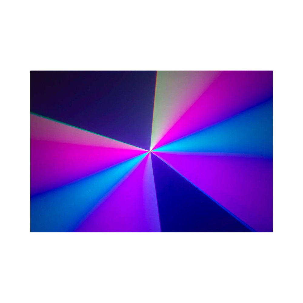 Láser de diodo RGB compacto Laserworld de 7000 mW, batería integrada de 6400 mAh, especificaciones del haz de aprox. 5,5 mm / 1,1 mrad, 30 kpps a 8°