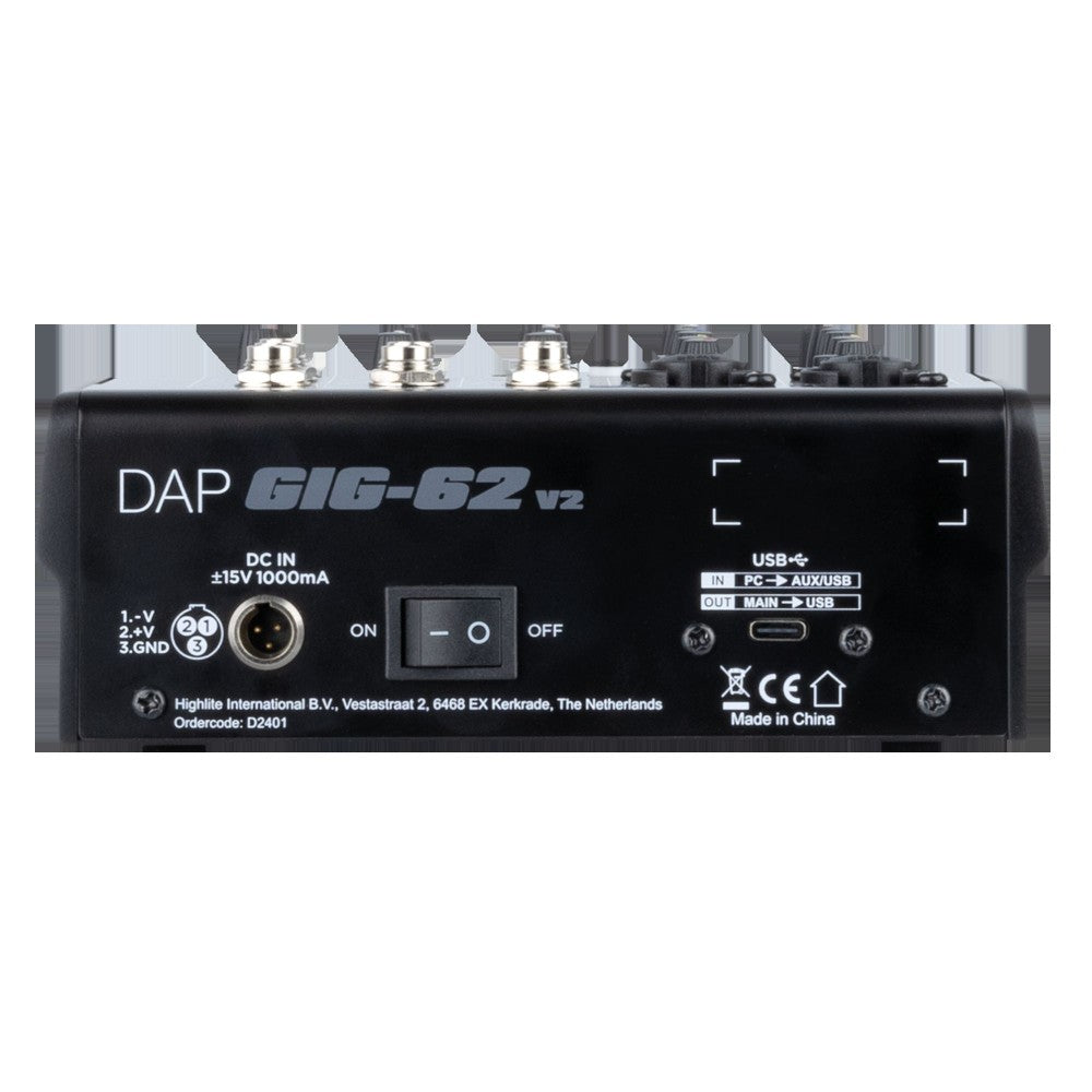 Mesa de mezclas analógica DAP GIG-62 V2 de 6 canales
