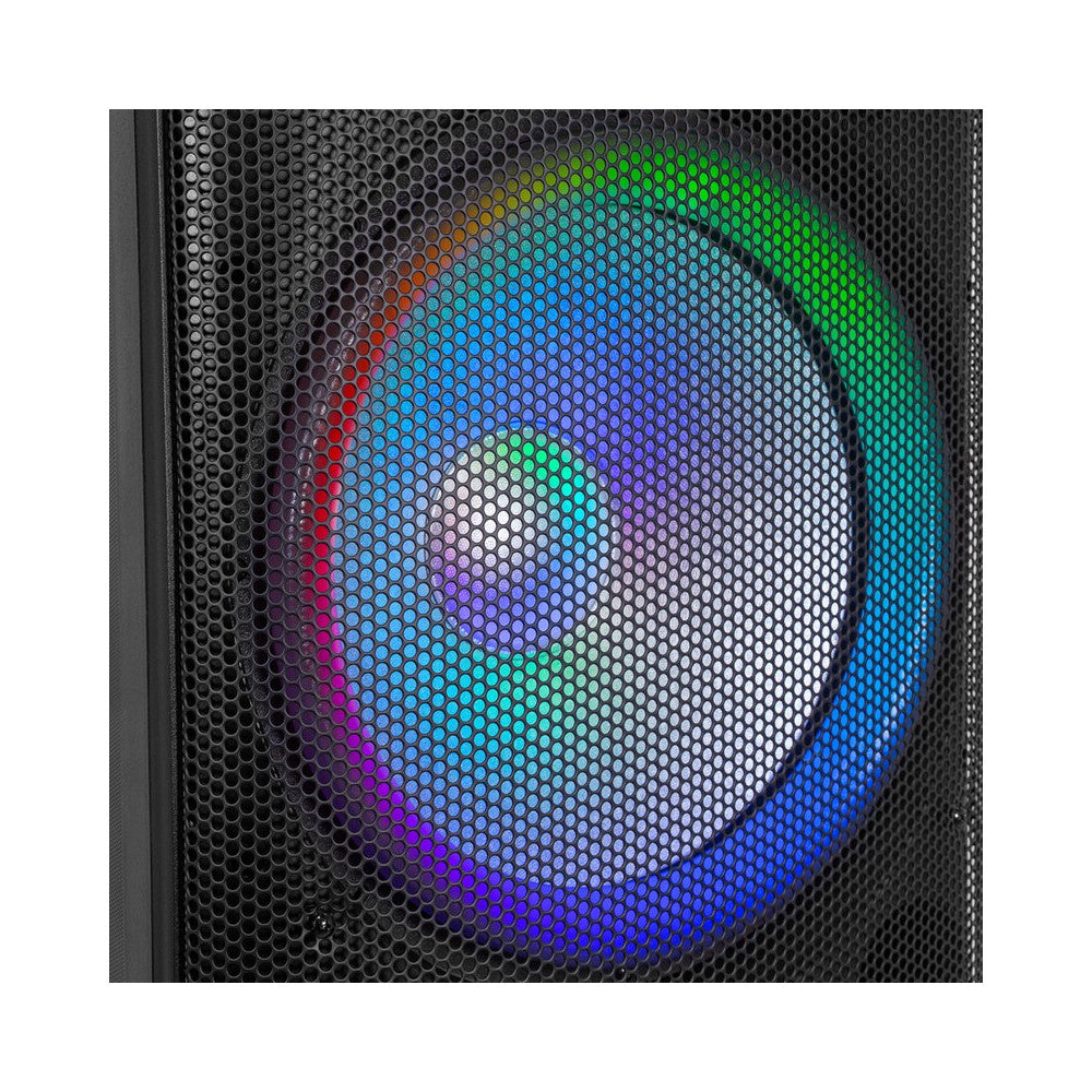 Altavoz activo de 2 vías BoomTone DJ 500 W con woofers dobles de 15", motor de compresión, efectos LED, reproductor USB/SD, radio FM y