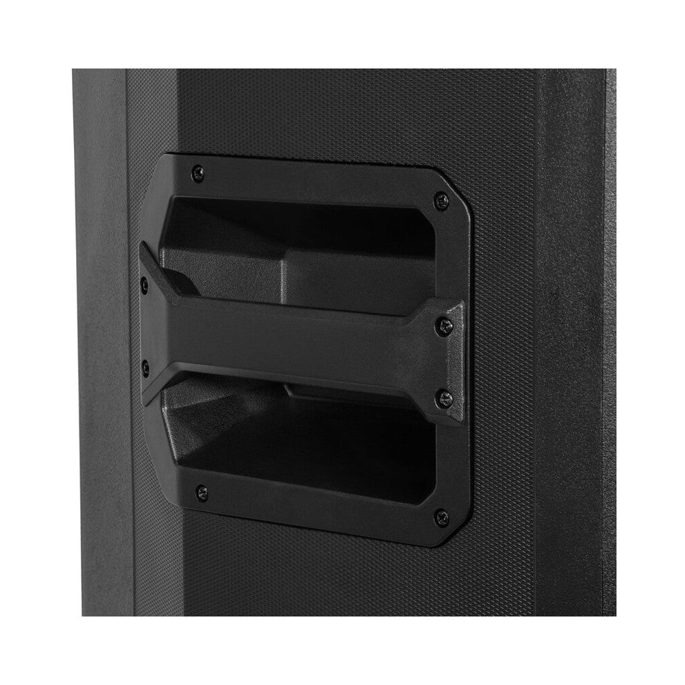 Altavoz activo de 2 vías BoomTone DJ 500 W con woofers dobles de 15", motor de compresión, efectos LED, reproductor USB/SD, radio FM y