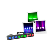 BoomTone DJ Compact RGB LED bar with 9 x 3 W individually controllable LEDs, DMX control, auto / sound modes and IR remote