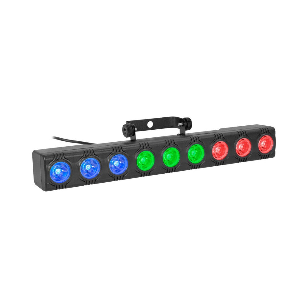 BoomTone DJ Compact RGB LED bar with 9 x 3 W individually controllable LEDs, DMX control, auto/sound modes and IR remote