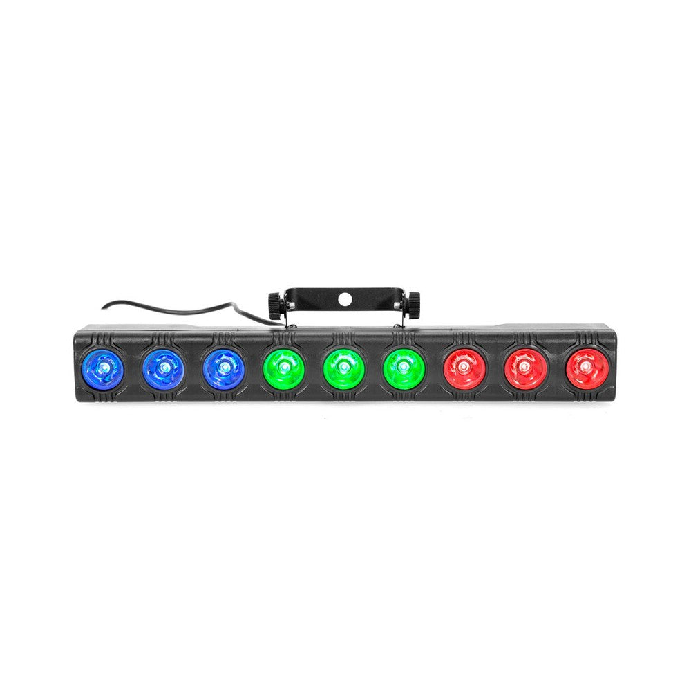 BoomTone DJ Compact RGB LED bar with 9 x 3 W individually controllable LEDs, DMX control, auto/sound modes and IR remote
