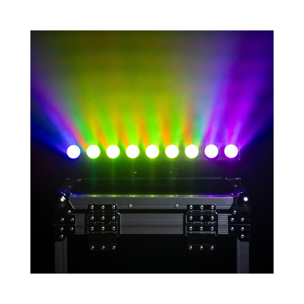 BoomTone DJ Compact RGB LED bar with 9 x 3 W individually controllable LEDs, DMX control, auto/sound modes and IR remote