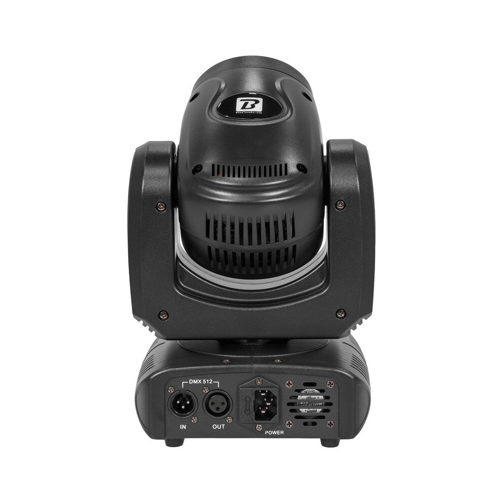 BoomTone DJ 100 W CREE LED beam moving head with 2° beam, 9 colors, 13 gobos, dual rotating prisms and fast Pan / Tilt movement