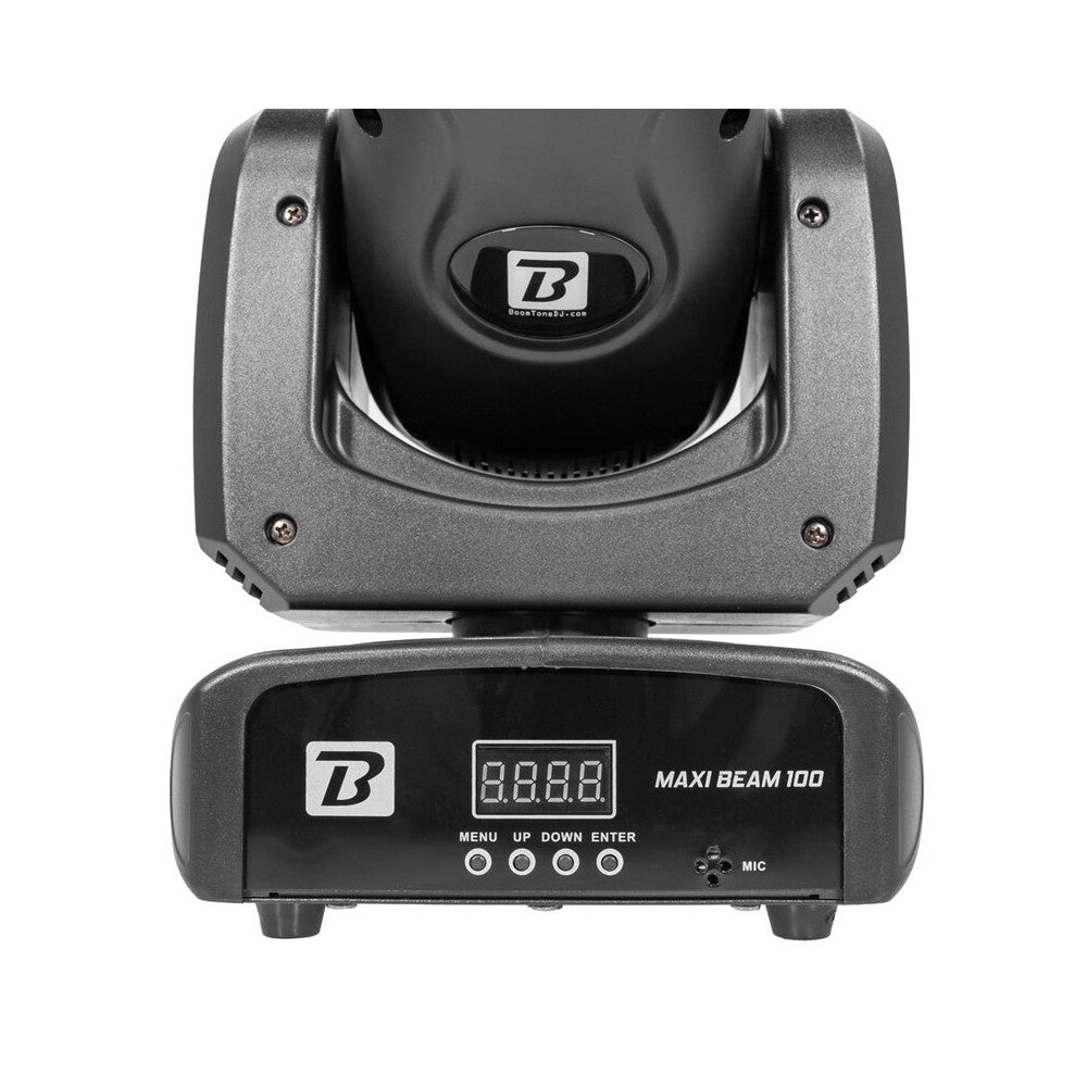 BoomTone DJ 100 W CREE LED beam moving head with 2° beam, 9 colors, 13 gobos, dual rotating prisms and fast Pan / Tilt movement