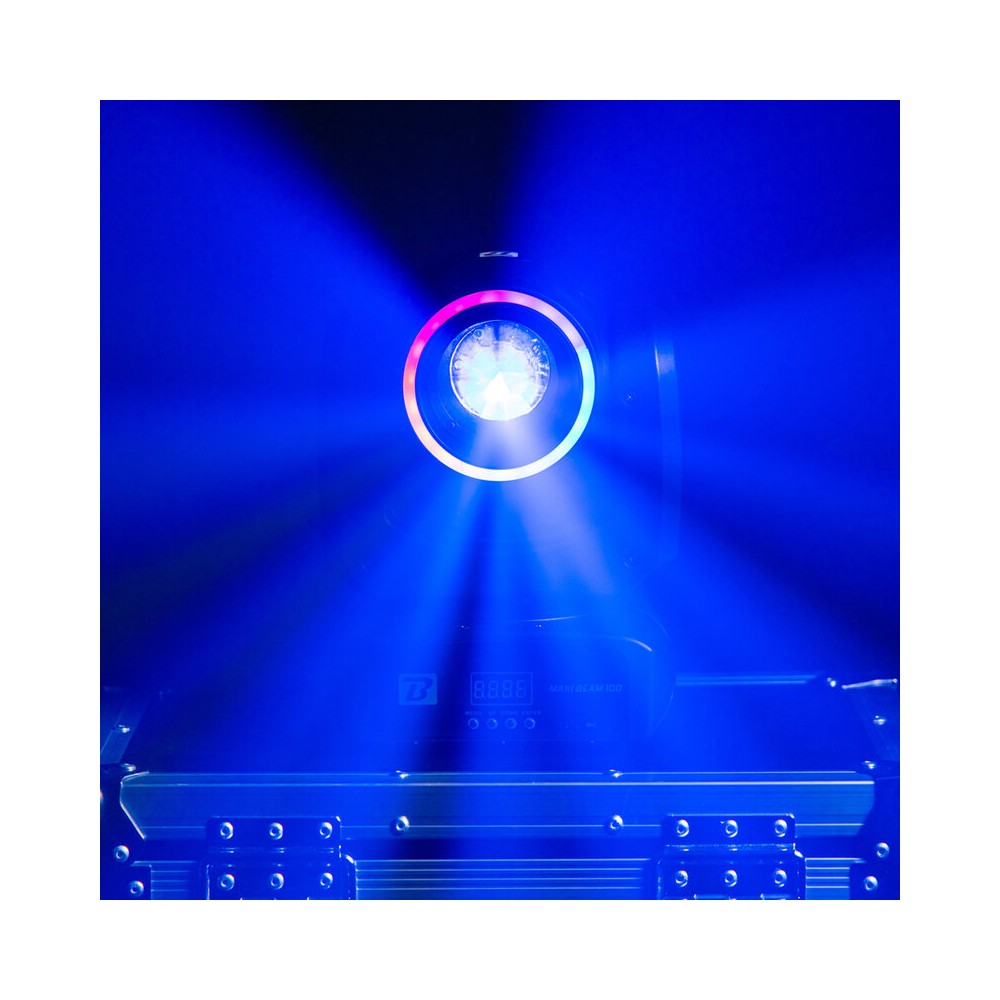 BoomTone DJ 100 W CREE LED beam moving head with 2° beam, 9 colors, 13 gobos, dual rotating prisms and fast Pan / Tilt movement
