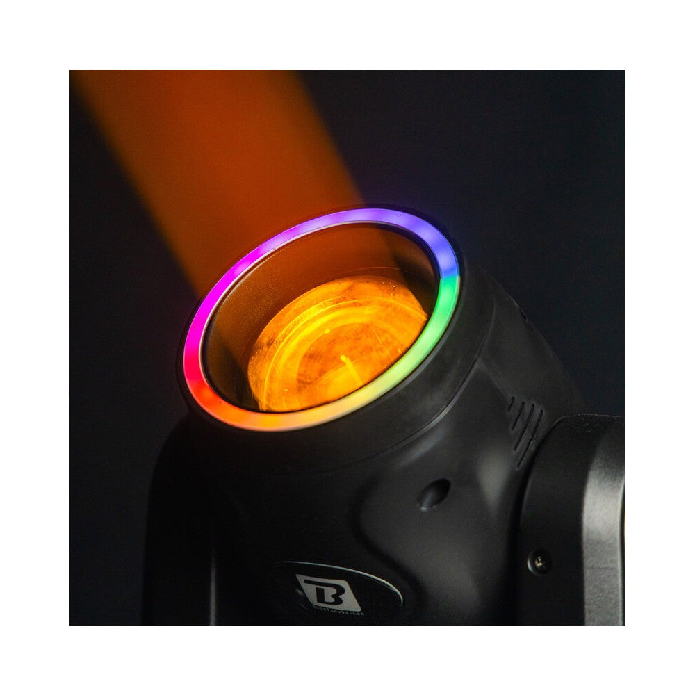 BoomTone DJ 100 W CREE LED beam moving head with 2° beam, 9 colors, 13 gobos, dual rotating prisms and fast Pan / Tilt movement